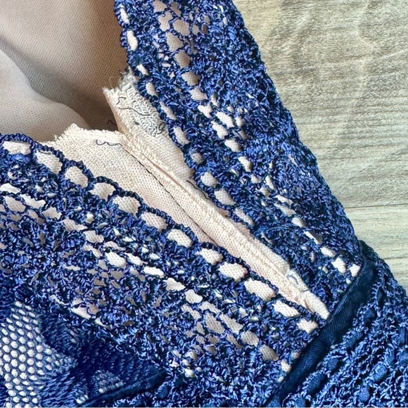 Lulus Forever and Always Navy Blue Lace Bodice Georgette Maxi Dress Size S - Picture 8 of 16